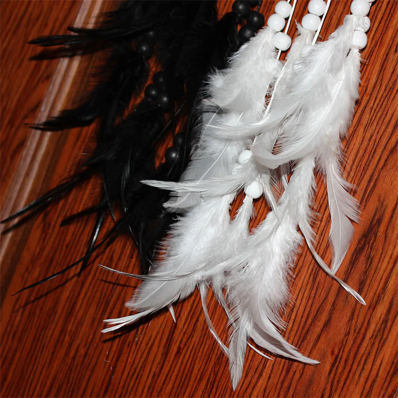 Acchiappasogni Yin Yang Rete circolare con piume Decorazione di equilibrio - Image 13