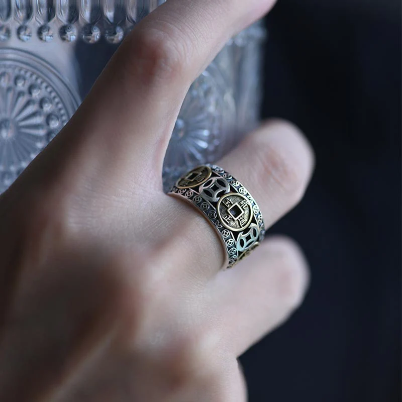 Anello regolabile con equilibrio di cinque monete dell'imperatore Buddha Stones - Image 6