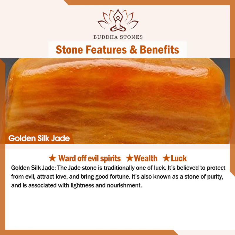 Bracciale Buddha Stones Golden Silk Jade Zucca Ricchezza - Image 6