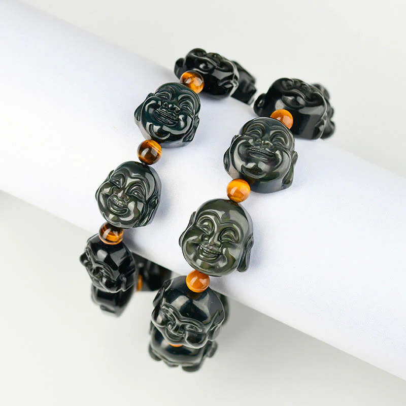 Bracciale Buddha Stones Rainbow Obsidian Laughing Buddha Positive Transformation - Image 11
