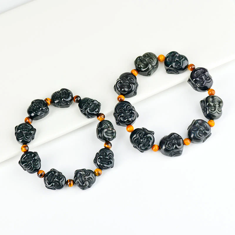 Bracciale Buddha Stones Rainbow Obsidian Laughing Buddha Positive Transformation - Image 12