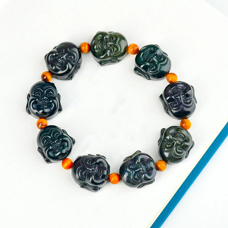 Bracciale Buddha Stones Rainbow Obsidian Laughing Buddha Positive Transformation - Image 5
