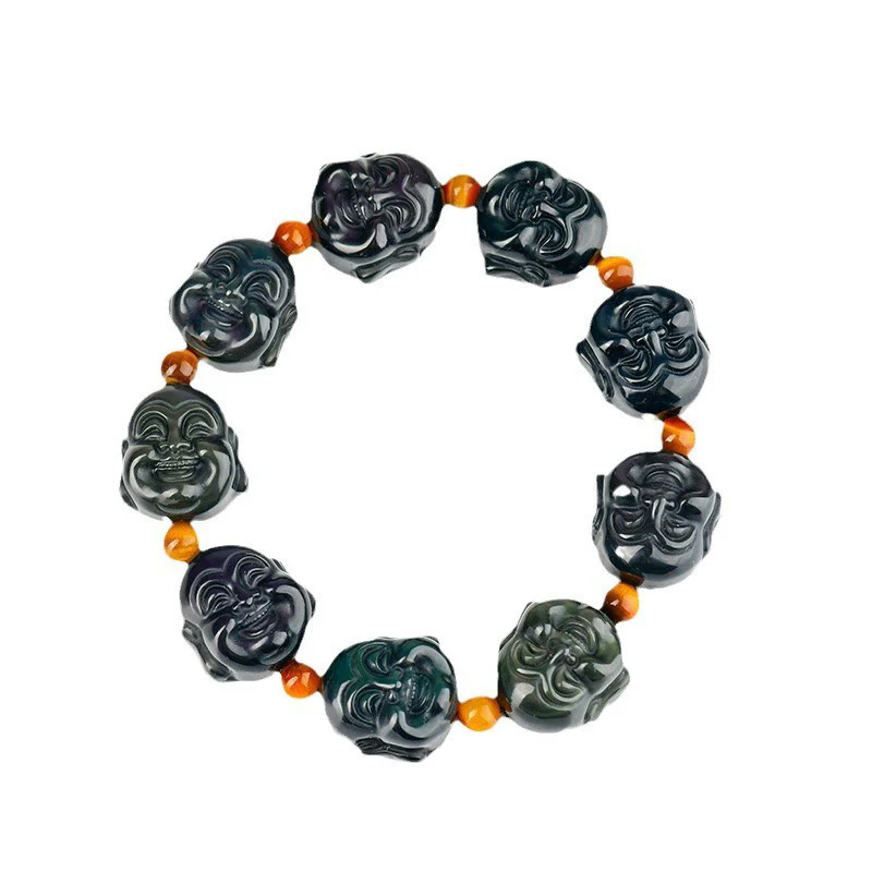 Bracciale Buddha Stones Rainbow Obsidian Laughing Buddha Positive Transformation - Image 8