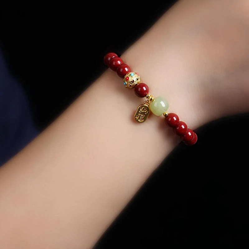 Braccialetto con ciondolo di protezione della fortuna in avventurina verde cinabro Buddha Stones - Image 4