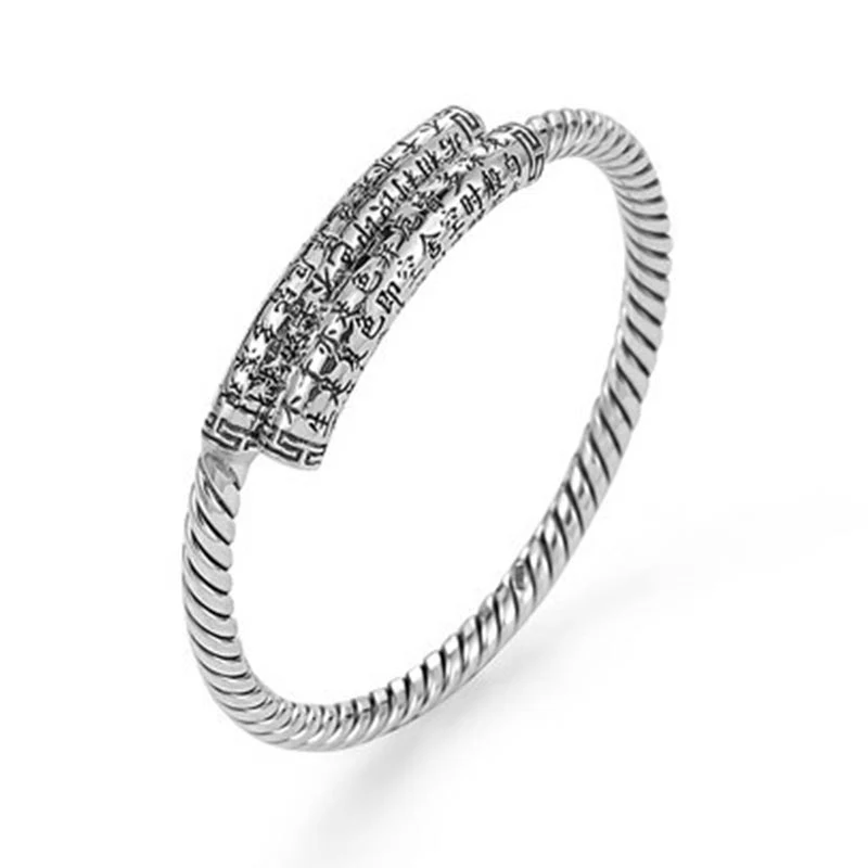 Braccialetto con ciondolo in rame bianco Buddha Stones cuore tibetano Sutra - Image 5