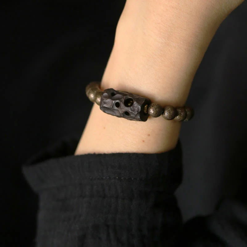 Braccialetto di perline di pace, equilibrio, in rame, legno di ebano del Tibet, Buddha Stones - Image 5