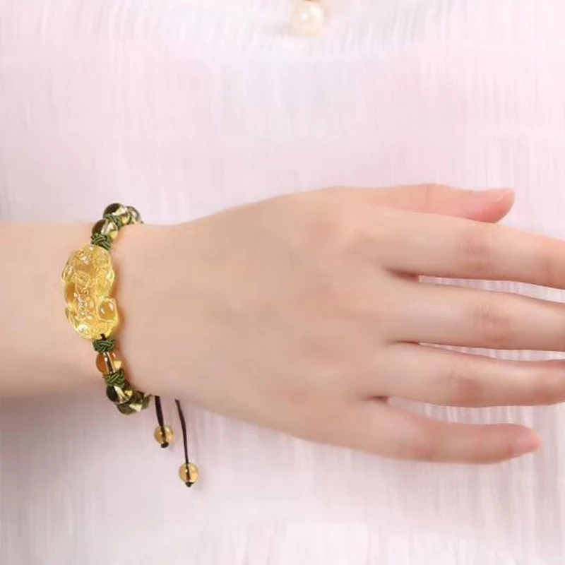 Braccialetto di protezione della ricchezza Pixiu in citrino naturale Buddha Stones - Image 5