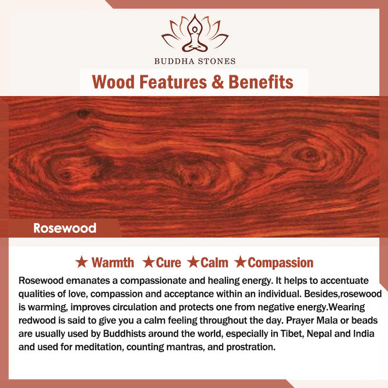 Braccialetto di rilassamento in legno di sandalo rosso con foglie piccole tibetane Buddha Stones - Image 9