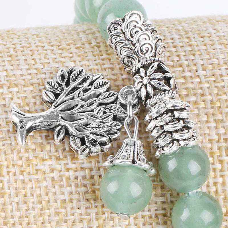 Braccialetto elastico portafortuna con albero della vita in pietra preziosa naturale Buddha Stones - Image 14