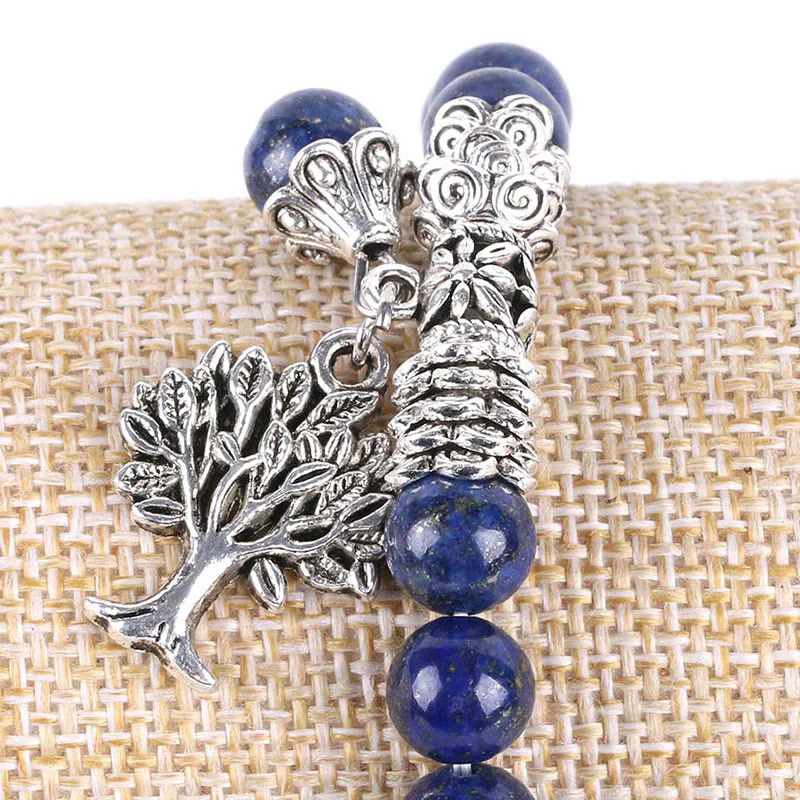 Braccialetto elastico portafortuna con albero della vita in pietra preziosa naturale Buddha Stones - Image 49