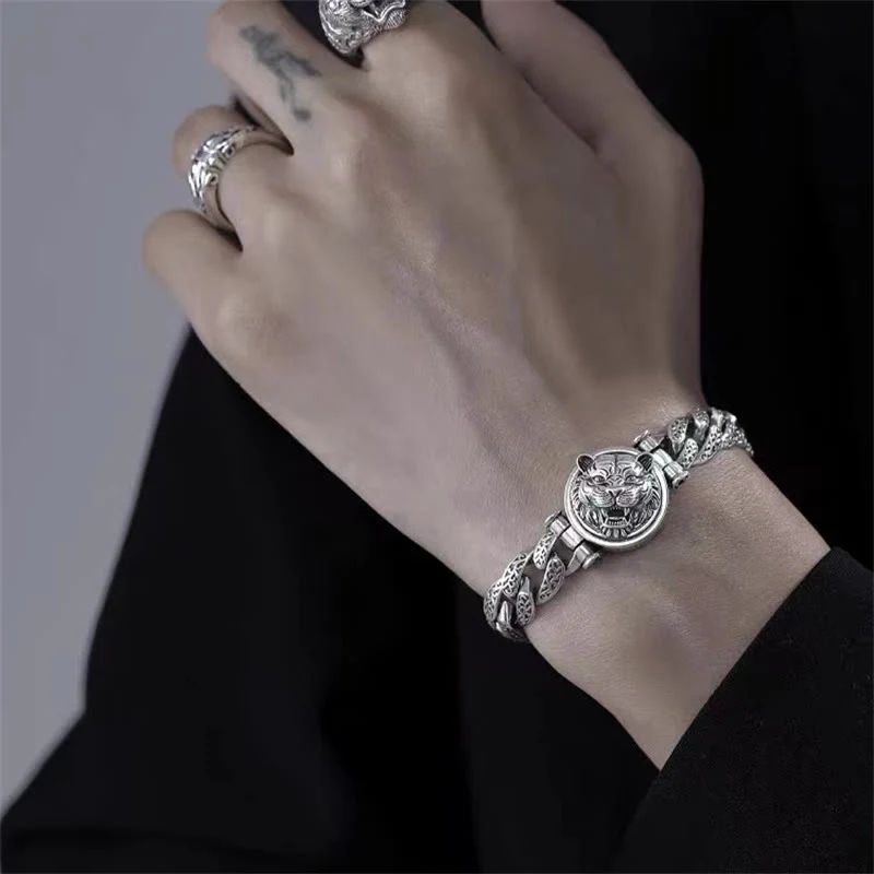 Braccialetto energetico della fortuna inciso con motivo floreale della dinastia Tang e Buddha Stones - Image 7