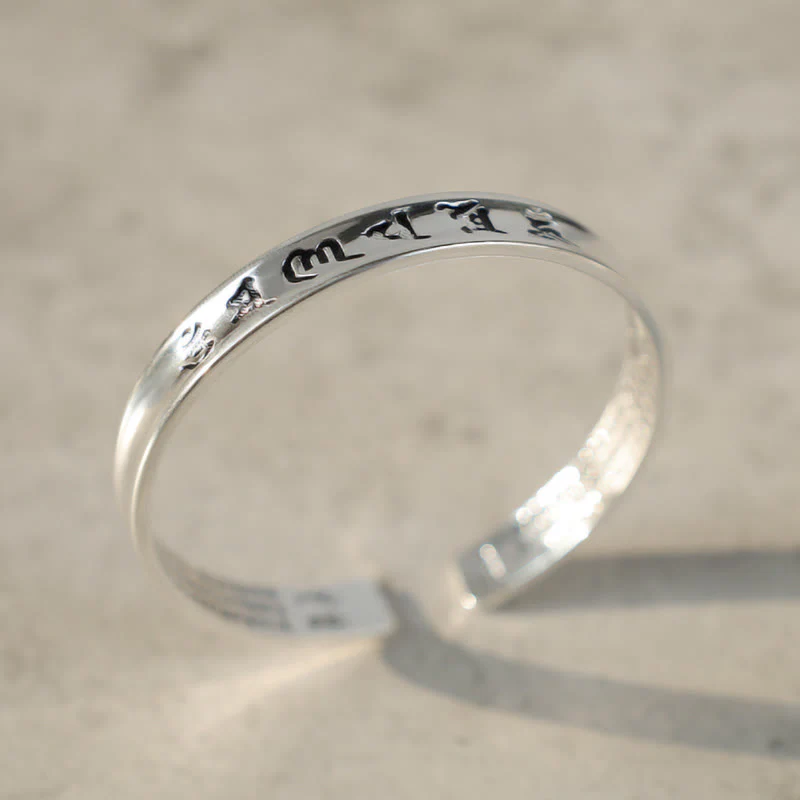 Braccialetto in rame bianco con mantra tibetano Buddha Stones - Image 4