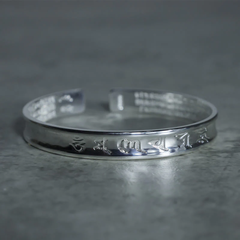 Braccialetto in rame bianco con mantra tibetano Buddha Stones - Image 7