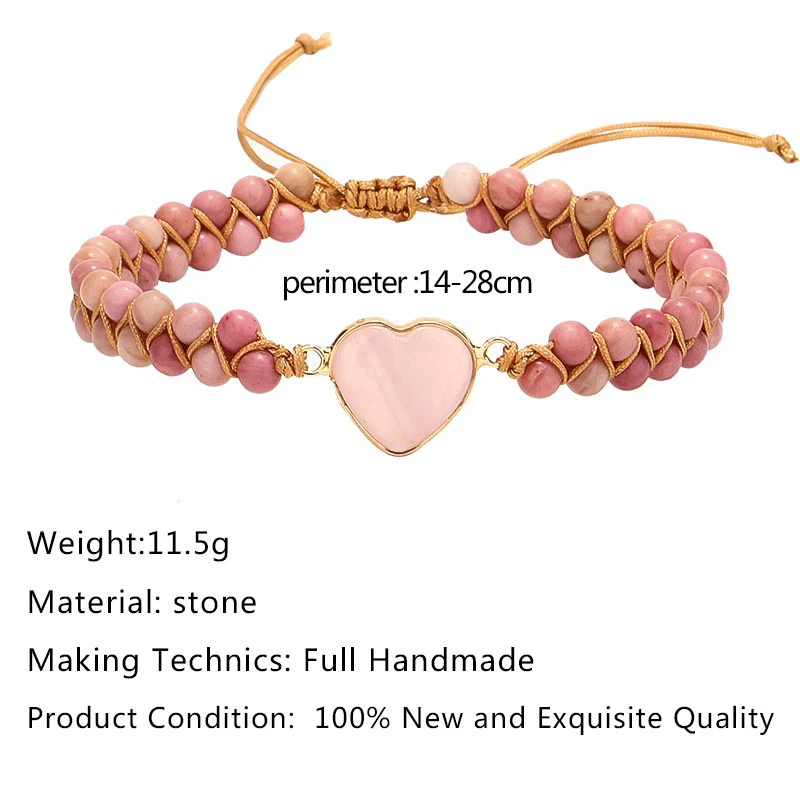 Braccialetto naturale di guarigione del cuore dell'amore in rodonite - Image 6