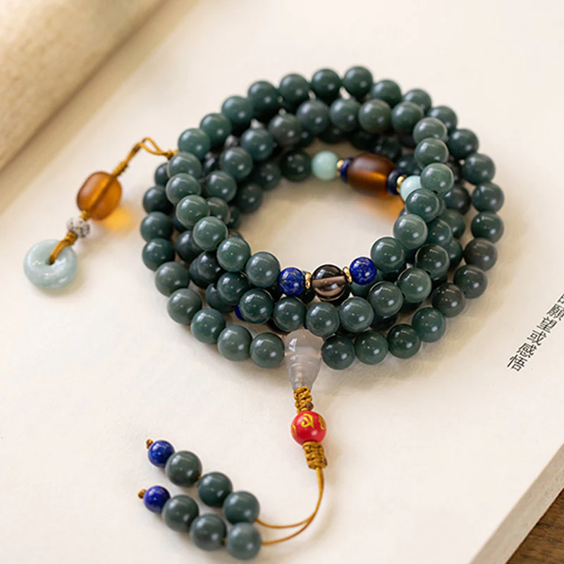 Buddha Stones 108 Perle Bodhi Seed Benedizione Meditazione Bracciale Mala - Image 4