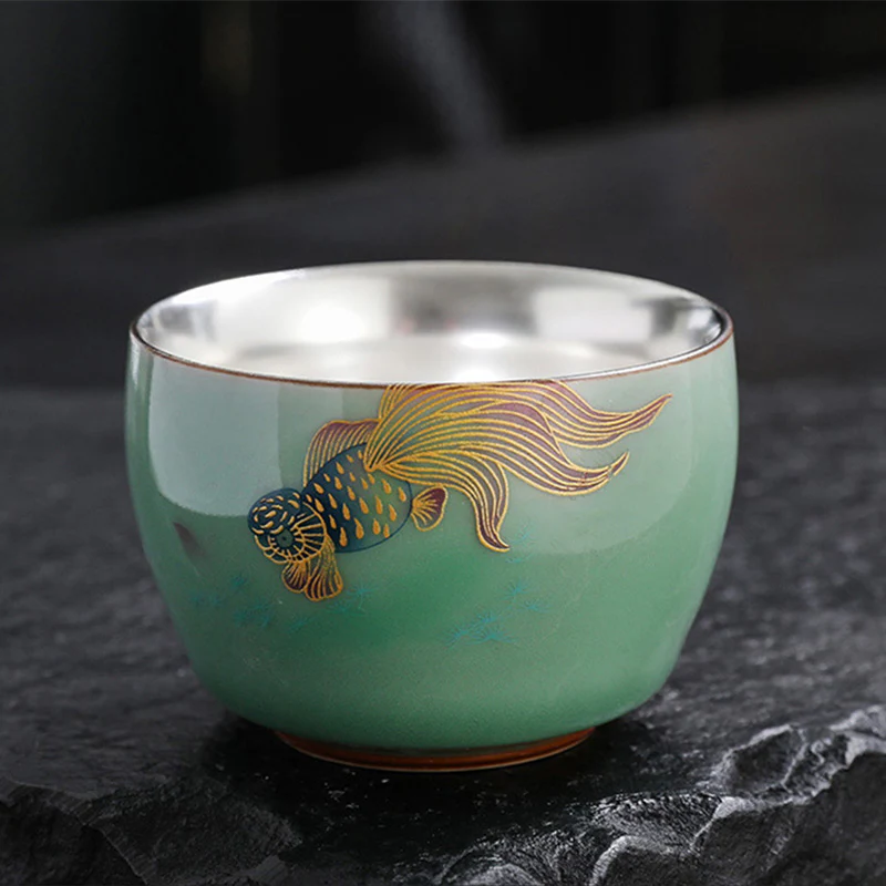 Buddha Stones Farfalla Pesce rosso Loto Koi Pesce Tazza da tè in ceramica Kung Fu Tazza da tè 120ml - Image 8