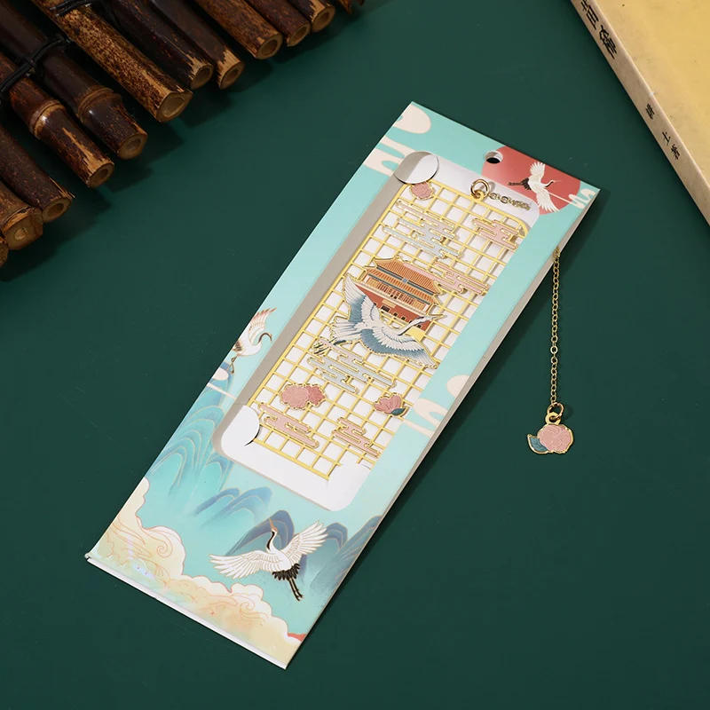 Segnalibro cavo in metallo ottone con Buddha Stones, alce, pesce koi, gru, volpe a nove code - Image 6