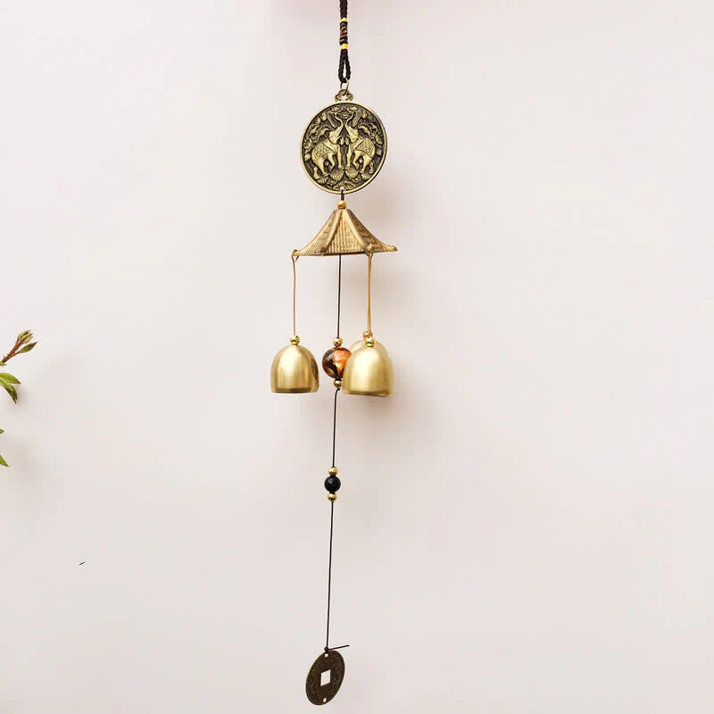 Buddha Stones Benedizione Lettera Elefante Bagua Moneta di Buon Auspicio Appeso al Muro Campanello Campana Decorazione per la Casa Fatta a Mano - Image 6