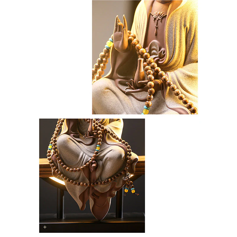 Buddha Stones Buddha Avalokitesvara Ceramica Loto Rilassamento Bruciatore di Incenso Decorazione - Image 17