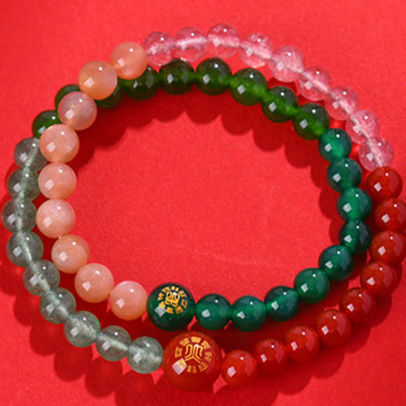 Buddha Stones Cinque Elementi Vari Agata Cristallo Perla Onice Nero Agata Bianca Cristallo Bianco Braccialetto della Fortuna - Image 14