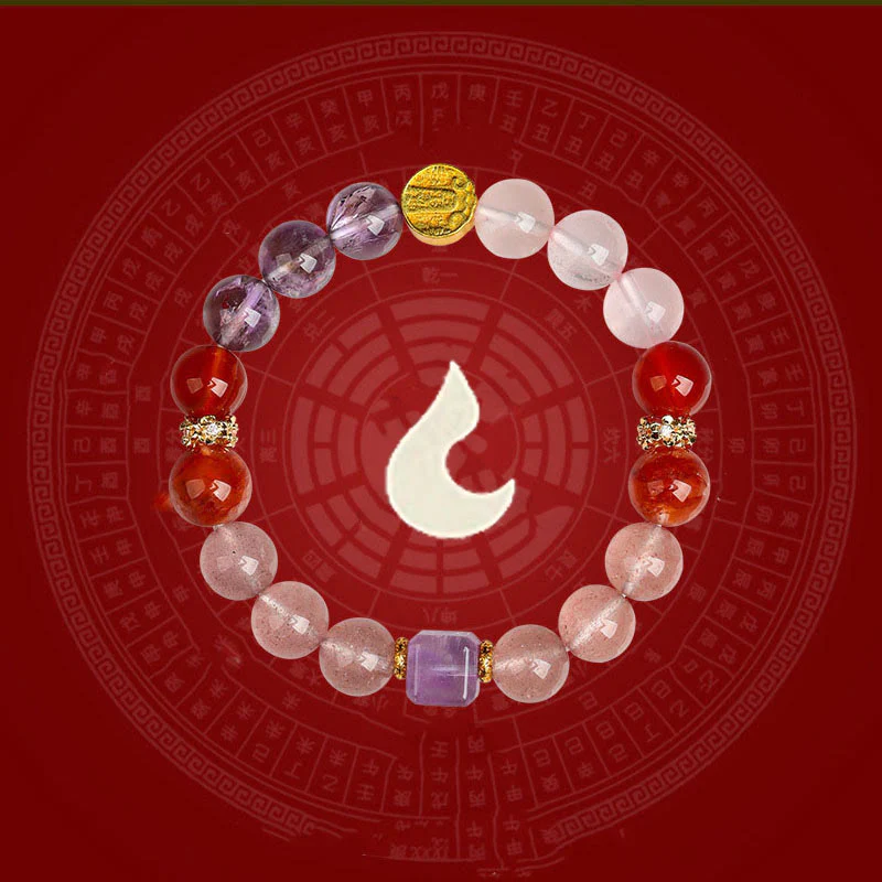 Buddha Stones Cinque Elementi Vari Agata Cristallo Verde Fantasma Quarzo Rutilato Uva Verde Agata Malachite Braccialetto della Fortuna - Image 19