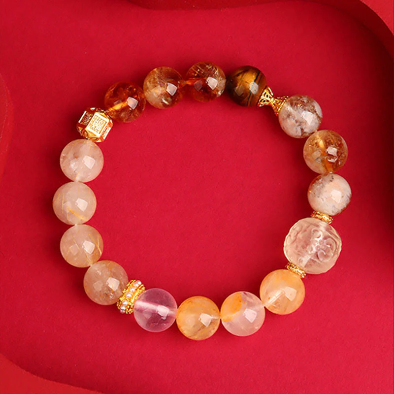 Buddha Stones Cinque Elementi Vari Agata Cristallo Verde Fantasma Quarzo Rutilato Uva Verde Agata Malachite Braccialetto della Fortuna - Image 26