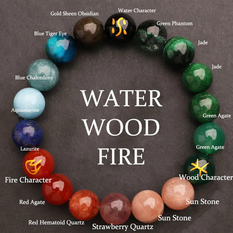 Buddha Stones Cinque Elementi Vari Agata Cristallo Verde Fragola Quarzo Pietra del Sole Bracciale Ricchezza - Image 42