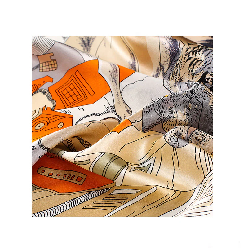 Buddha Stones Dipinto ad olio Città Scena innevata Castello Loto 100% seta di gelso Sciarpa per capelli al collo - Image 12