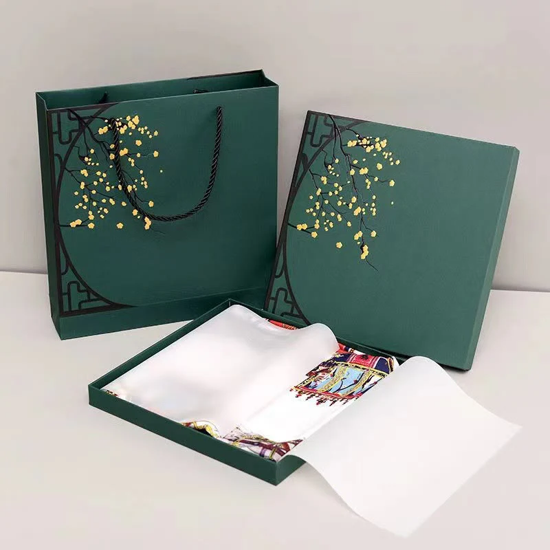 Buddha Stones Dipinto ad olio Città Scena innevata Castello Loto 100% seta di gelso Sciarpa per capelli al collo - Image 15