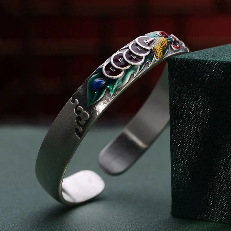 Buddha Stones Feng Shui Cinque monete dell'imperatore Arachidi Braccialetto della ricchezza - Image 3