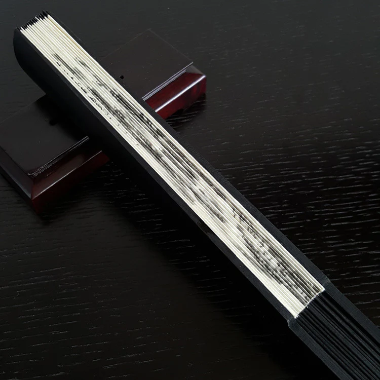 Buddha Stones Grande Muraglia Montagne Alberi Gru Bambù Ventilatore pieghevole in bambù portatile 33,5 cm - Image 6