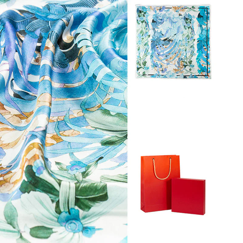 Buddha Stones Jungle Oil Painting Nuvole di buon auspicio Sciarpa in seta di gelso al 100% Sciarpa da collo in seta bifacciale di qualità premium 6A - Image 16