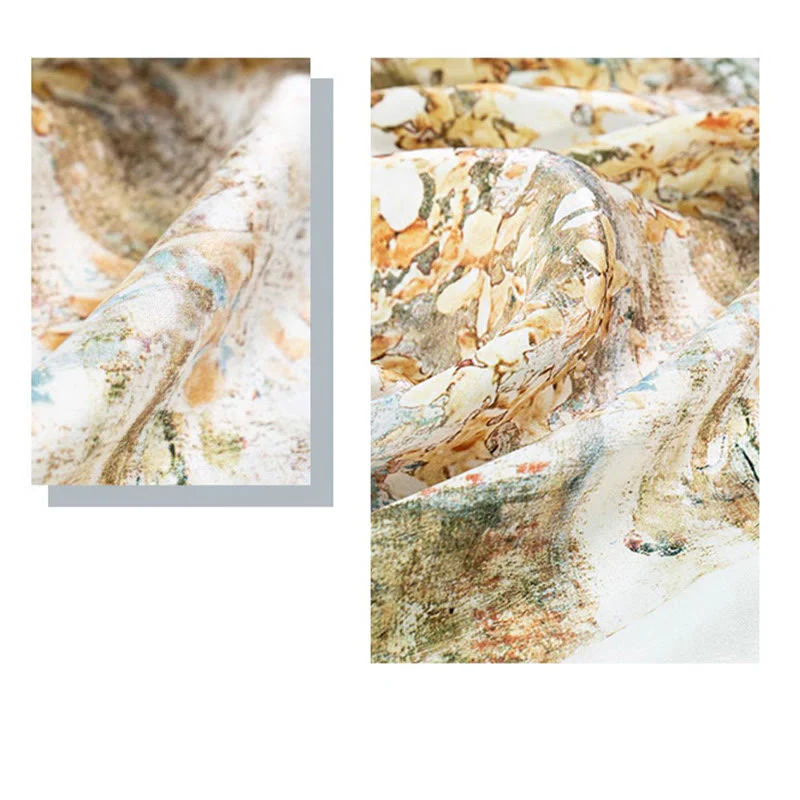 Buddha Stones Jungle Oil Painting Nuvole di buon auspicio Sciarpa in seta di gelso al 100% Sciarpa da collo in seta bifacciale di qualità premium 6A - Image 19