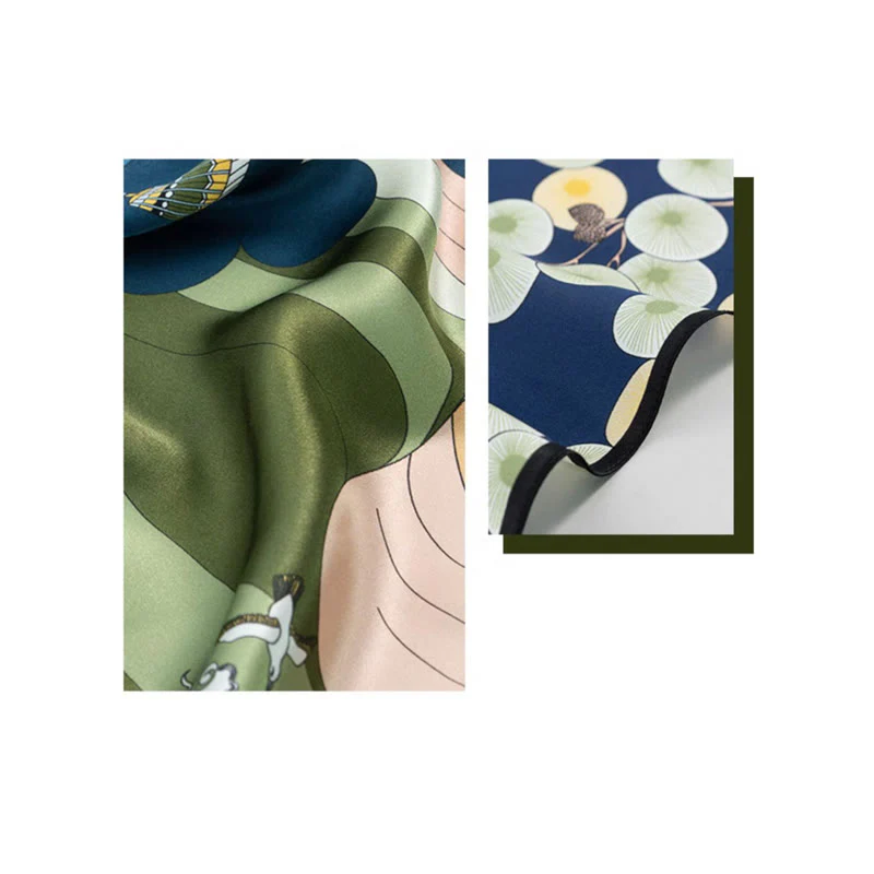 Buddha Stones Jungle Oil Painting Nuvole di buon auspicio Sciarpa in seta di gelso al 100% Sciarpa da collo in seta bifacciale di qualità premium 6A - Image 28