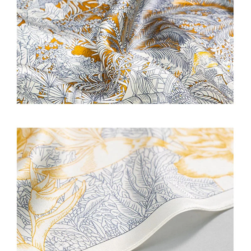 Buddha Stones Jungle Oil Painting Nuvole di buon auspicio Sciarpa in seta di gelso al 100% Sciarpa da collo in seta bifacciale di qualità premium 6A - Image 4