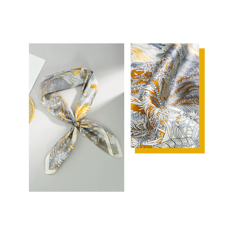 Buddha Stones Jungle Oil Painting Nuvole di buon auspicio Sciarpa in seta di gelso al 100% Sciarpa da collo in seta bifacciale di qualità premium 6A - Image 7