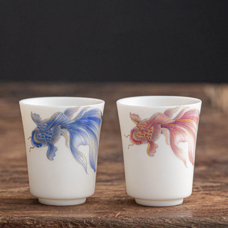 Buddha Stones Koi Fish Tazza da tè in porcellana bianca Tazza da tè in ceramica Kung Fu - Image 25