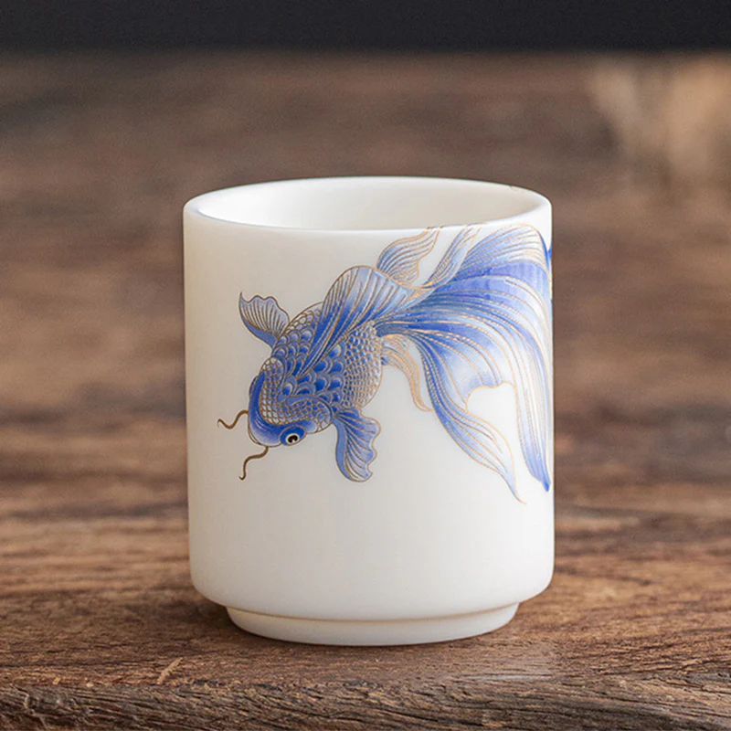 Buddha Stones Koi Fish Tazza da tè in porcellana bianca Tazza da tè in ceramica Kung Fu - Image 26