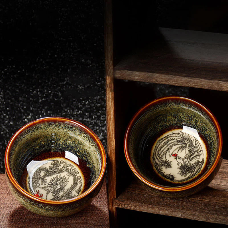 Buddha Stones Lotus Dragon Phoenix Koi Fish Tazza da tè in ceramica cinese Jianzhan Kung Fu Tea Cup 110ml - Image 15