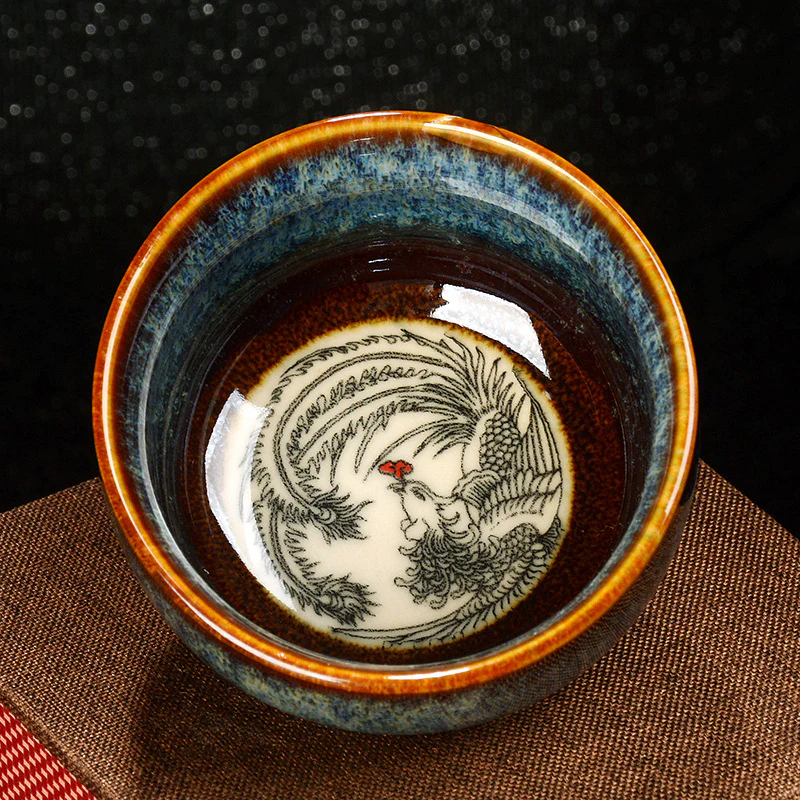 Buddha Stones Lotus Dragon Phoenix Koi Fish Tazza da tè in ceramica cinese Jianzhan Kung Fu Tea Cup 110ml - Image 6