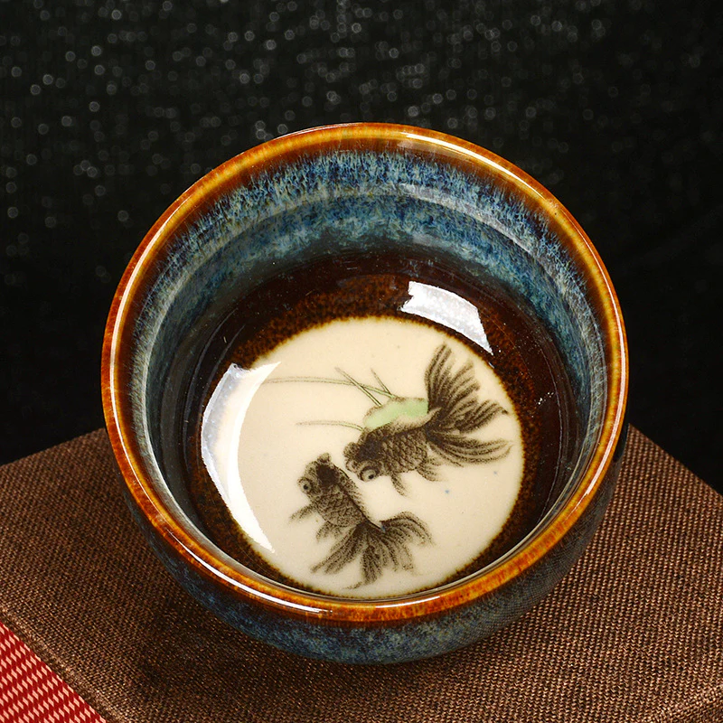Buddha Stones Lotus Dragon Phoenix Koi Fish Tazza da tè in ceramica cinese Jianzhan Kung Fu Tea Cup 110ml - Image 7