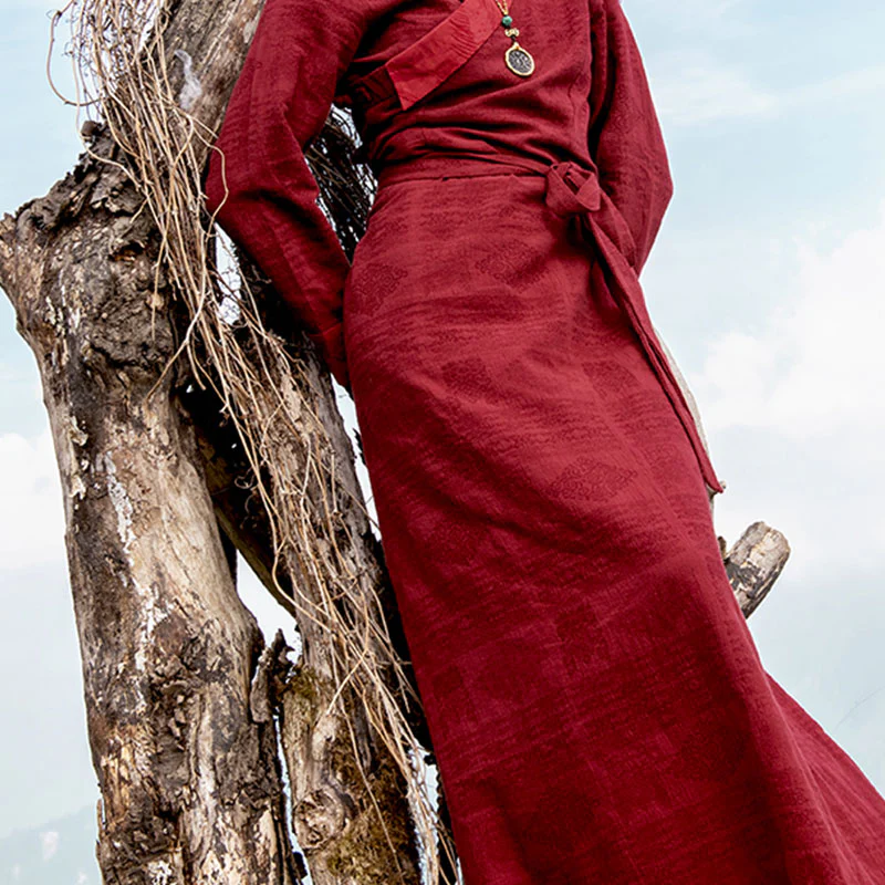 Buddha Stones Tibetan Dress Clothing Lhasa Abito lungo avvolgente Maxi abito Abbigliamento donna - Image 4