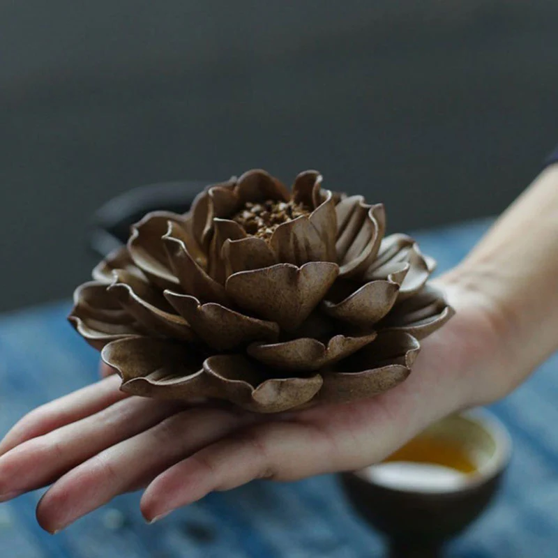Buddha Stones Tibetano Riflusso Loto Meditazione Bruciatore di Incenso - Image 4