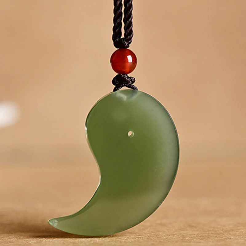 Collana con ciondolo a corda con benedizione di protezione in giada bianca e giada ciano Yin Yang - Image 5