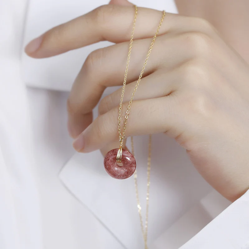 Collana positiva di guarigione al quarzo fragola in argento sterling 925 Buddha Stones - Image 3
