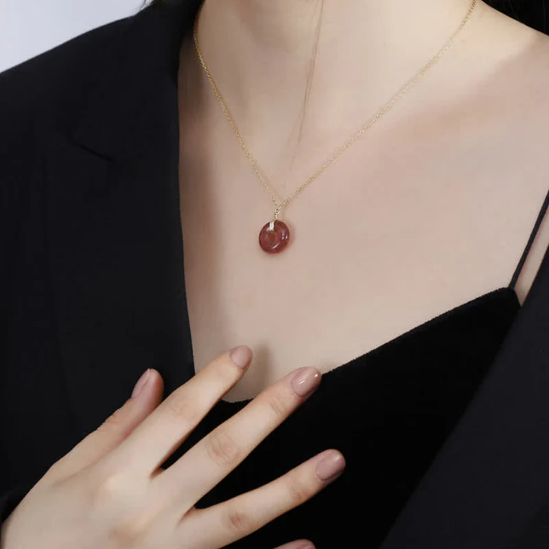 Collana positiva di guarigione al quarzo fragola in argento sterling 925 Buddha Stones - Image 6