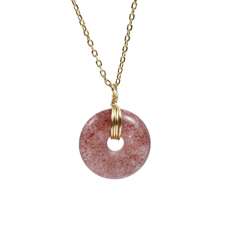 Collana positiva di guarigione al quarzo fragola in argento sterling 925 Buddha Stones - Image 9