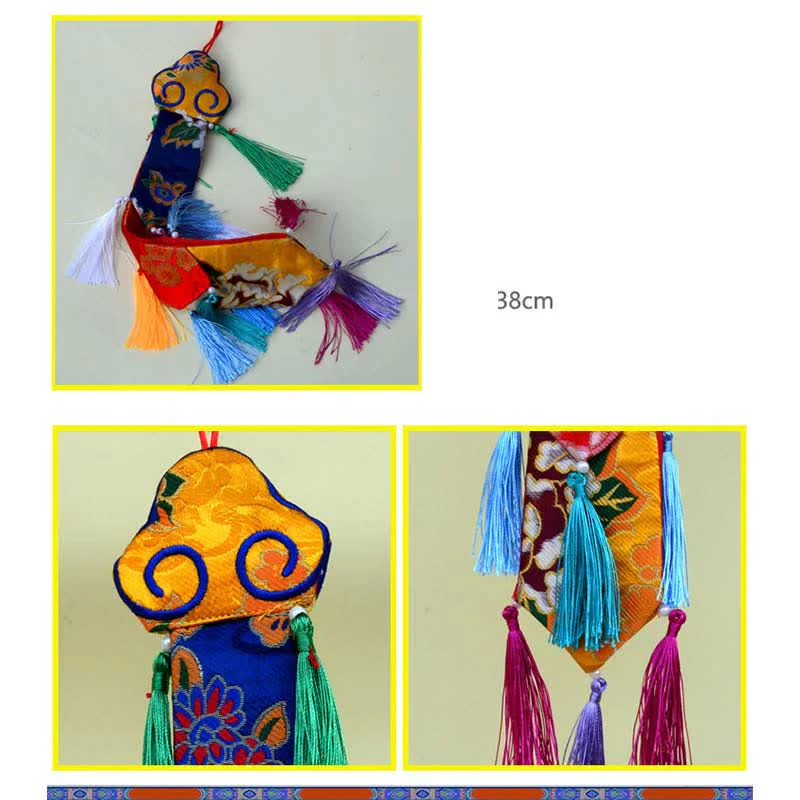 Fiore di loto Otto simboli di buon auspicio Meditazione Illuminazione Nappe colorate Arte murale - Image 16