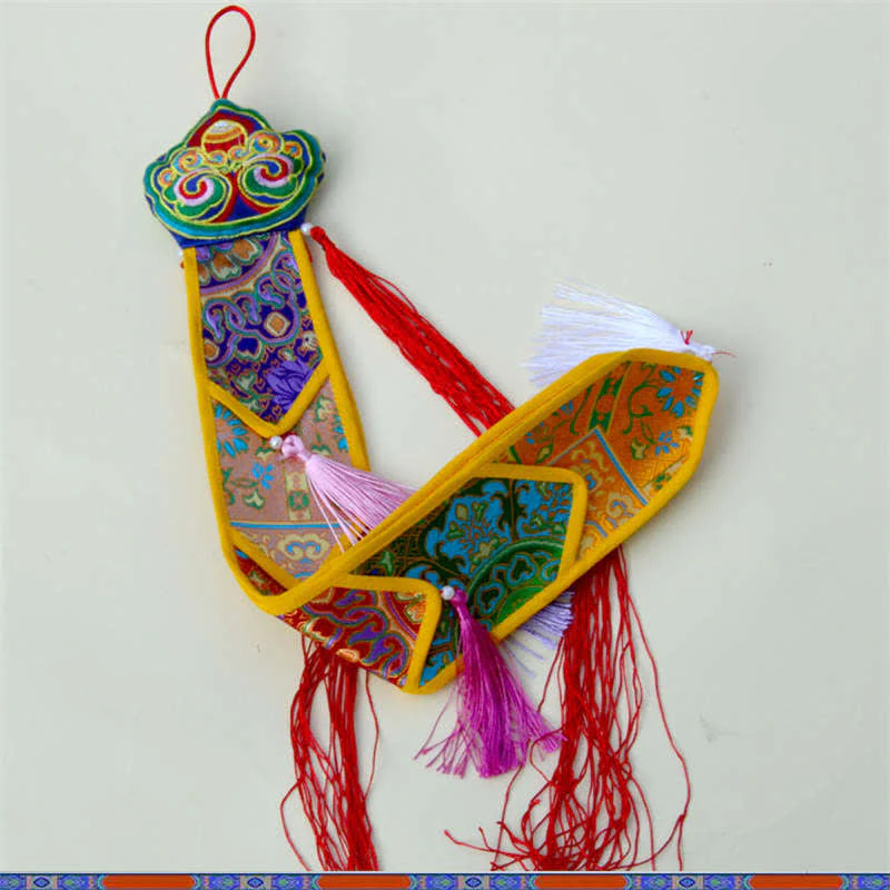 Fiore di loto Otto simboli di buon auspicio Meditazione Illuminazione Nappe colorate Arte murale - Image 19