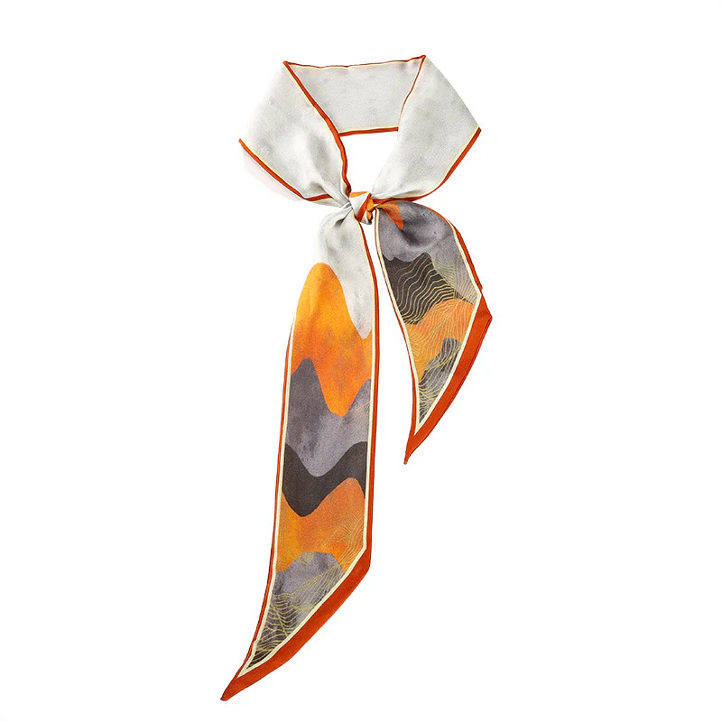 Foulard per capelli in seta 100% gelso Twilly, motivo floreale , Buddha Stones , affreschi di Dunhuang, montagne, tramonto - Image 20